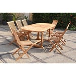 Kajang : Salon De Jardin Teck Massif 8 Personnes - Table Ovale + 8 Chaises