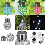 3 x Color Changing LED Solar Garden Hanging Cracked Ball Outdoor Party Lights