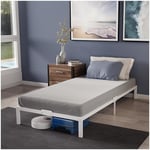 Dreamzie Cadre de Lit 90x190 avec Sommier en Métal Blanc - Hauteur de 35 cm - Sommier 90x190 avec Pieds