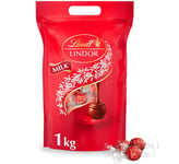 Lindt Lindor Milk Chocolate Truffles Bag 1kg – Smooth, Creamy Milk Chocolate Tre