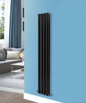 NRG Premium Black Radiator Oval Column Double Panel Designer radiators 1600 x 236 mm