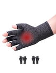 Donfri 2 Pairs Arthritis Hand Compression Gloves Fingerless Design for Men Women Relieve Symptoms Rheumatoid Osteoarthritis Raynauds Disease Breathable Comfortable Fit Machine Washable (Grey, M)