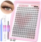 Natural Wispy DIY Lash Extension Kit 180Pcs Fluffy C Curl 9-12MM with Bond & Sea