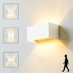 CELAVY LED Applique Murale Extérieur Intérieur avec Détecteur de Mouvement, IP65 Étanche Luminaire Extérieure, Moderne Lampe Mural 3000K, Réglable Éclairage Lumière d'Extérieur, Blanc