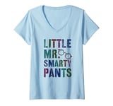 Womens Cute LITTLE MR SMARTY PANTS Boy Education Kids High School V-Neck T-Shirt