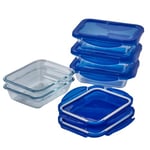 Pyrex Cook & Go - Lot de 5 LunchBox Rectangulaires - 0,8L - Verre Borosilicate - Compatible four, micro-ondes et lave-vaisselle - Made in France