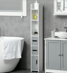 Narrow Bathroom Cabinet White Slim Unit Storage Shelf Cupboard Modern Display