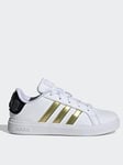 adidas Sportswear Kid's Star Wars Grand Court 2.0 Trainers - White/gold, White/Gold, Size 5 Older