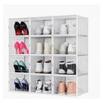 Meerveil - Lot de 12 Boîtes à Chaussures/Rangement Transparentes Empilables en Plastique avec porte et aération 36x28x21cm