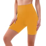 SINOPHANT Short Femme Sport été à Taille Haute Cycliste Legging Court Shorty Anti Frottement Cuisse Short sous Robe sous Jupe(S-M,1 Jaune foncé)