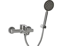 Aqualine Steel Bathroom Faucet, Short Spout, With Shower System