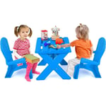 Table Chaise Enfant, Table d'Extérieur Enfants avec Dossier Ergonomique et Accoudoirs, Table d'Activités pour Tout-Petits pour Dessiner, Étudier,