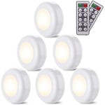 6-pack LED-lampor Sladdlös Varmvit 4000k Dimbar LED Nattlampa Batteridriven och Fjärrkontroll LED Spotlight Belysning-WELLNGS