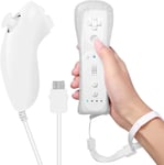 Manette De Jeu À Distance Wii,Télécommande Wii Avec Nunchuck,Manette Nunchuck Pour Connexion Wii Remote Plus Manette De Remplacement Jostick Poignée De Jeu Pour Console Wii/Wii U(Blanc)