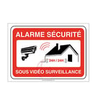 AUA SIGNALETIQUE - Autocollant Alarme sécurité sous vidéo Surveillance 24h/24 PROPRIÉTÉ PRIVÉE - 420x300 mm, Vinyl adhésif