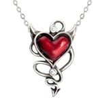 ALCHEMY RED DEVIL HEART PENDANT Pewter Necklace Swarovski Gothic +FREE POUCH