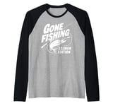 Gone Fishing Salmon Edition Salmon Fishing Raglan Baseball Tee