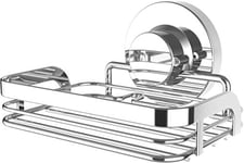 Cornat 1 – Panier grillagé Stable – 3 Options de Fixation différentes avec Ventouse, Tampon adhésif et perçage Étagère de Douche avec Porte-Savon / T340276, Chrome (Brillant)