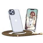 Dniodio Matte Coque pour iPhone 14 Pro Max avec Cordon,Antirayures Antichoc Transparent Détachable Coque Collier Réglable Téléphone Housse Étui Portable Lanyard Case Protection Complète Cover(6.7")