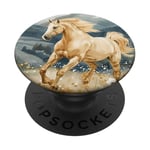 Aquarelle Running Palamino Horse in Meadow PopSockets PopGrip Adhésif