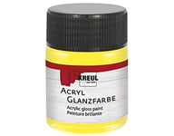 Kreul 79502 - Peinture acrylique brillante, 50 ml verre jaune, peinture acrylique brillante et lisse pour peindre et bricoler, à base d'eau, résistante à la salive, séchage rapide et opaque