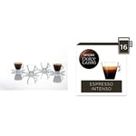 Ravenhead Entertain Set of 4 Glass Espresso Cup & Saucer Set, 8 CL & Nescafe Dolce Gusto Espresso Intenso Coffee Pods (Pack of 3, Total 48 Capsules)