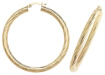 James Moore TH ER1059-40 9ct Yellow Gold 40mm Hoop Earrings Jewellery