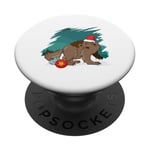 Christmas Wolverine with Santa Hat and Ornaments in Snow PopSockets Adhesive PopGrip