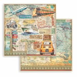 Stamperia - Feuille de scrapbooking pour scrapbooking, albums, cartes, bullet journaux, et plus, sans acide, double face, parfaite pour les loisirs, les travaux manuels et les cadeaux (type de voyage,