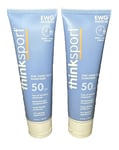 ThinkSport Sunscreen 50 SPF 89ml (3oz) - Safer Zinc Oxide Mineral  - 2 PACKS LOT