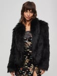 Superdry Short Faux Fur Coat, Black