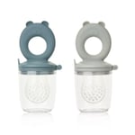 Miranda Bear Shape Food Feeder 2-Pack Whale blue / Dove blue Liewood