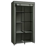 SONGMICS Armoire à Vêtements, Penderie, 1 Tringle à Vêtements, 6 Niveaux, Tissu Non-tissé, Cadre Métallique, 45 x 88 x 168 cm, pour Chambre, Couloir, Dressing, Vert Olive RYG084C02