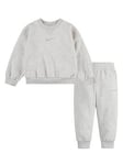 Nike Kids Essential Fleece Crew Tracksuit - White, White, Size 5-6 Years