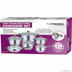 12pc Stainless Steel Sauce pans Pots Pans Set Cookware Cooking Kitchen Equipment