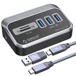 ORICO Hub USB C, hub USB 3.2 GEN 1 vers Lecteur de Carte SD, 5 Ports, avec 0,5m câble et Adaptateur USB A, hub de données 5 Gbps avec Port d'alimentation 5V/2A de Type C pour PC, Ordinateurs Portable