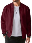 JMIERR Veste Pour Homme Veste Pour Homme Veste Légère Pour Homme Veste De Transition Bomber Avec Poche à Manches Blouson Veste En Cuir Et Veste De Vol Loisirs Avec Poche Rouge 2XL