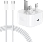 iPhone 15 Charger, [MFi Certified] 20W USB C Plug Fast Charge and 1.8M iPhone 15 Charger Cable PD3.0 Power Adapter UK Wall Charging PowerPort for iPhone 15 Pro/15 Pro Max/15 Plus, iPad Pro/Air/Mini