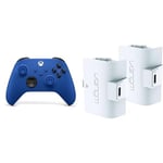 Xbox Manette Sans Fil Bleue - Shock Blue+Venom Pack de Deux Batteries Rechargeables pour Manette Blanc Series X & S One