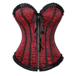 ZXF Bustiers et Corsets Femme Corset Floral Sexy Zipper Avant lacé dans Le Dos Corset Lingerie Top Taille Body Trainer Shaper (Color : Red, Size : Small)