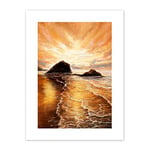 Golden Sunrise Painting Art Print Canvas Premium Wall Decor Poster