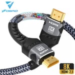 8K Hdmi Cable 2M Câble compatible HDMI 8K, 4K à 120Hz, 8K à 60Hz, adaptateur HDMI 2.1, 48Gbps pour RTX 3080, Ehull HDR, câble vidéo, PC, ordinateur portable, TV Box, PS5 ""Nipseyteko