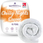 Slumberdown Chilly Nights Single Duvet - 15 Tog Extra Warm & Thick Heavyweight UK Made Quilt Ideal for Cold Winter Nights - Keeps you Cosy & Toasty, Soft Touch Cover, Hypoallergenic (135 x 200cm)