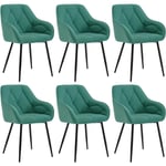 Woltu - Lot de 6 Chaises de Salle à Manger en Velours + Métal, Chaise de Cuisine, Chaise Ergonomique pour Salon, Bureau, Coiffeuse, Vert Turc