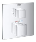 GROHE Grohtherm Cube Thermostatic Shower Mixer Trim Set to Control 2 Showers, Concealed Installation, Chrome, 24154000