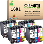 Marque française -16XL-Pack de 20 Cartouches d'encre Compatible avec Epson 16 XL T1631 Plume pour Cartouche Epson WF 2510 Epson Workforce WF 2630 (8 Noir et 12 Couleur)