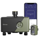 Diivoo Programmateur d'arrosage WiFi 4 Voies Compatible avec App & Alexa, Minuterie d'arrosage Automatique avec 24 Plans & 2 Modes d’arrosage & Retard de Pluie, Programmateurs d'irrigation pour Jardin