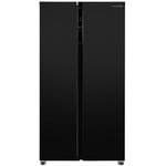 Russell Hobbs Freestanding American Fridge Freezer 442 Litre 70/30 Black Super Freeze Function 177cm Tall & 90cm Wide with 5 Glass Shelves, 2 Year Guarantee, RH90AFF201B