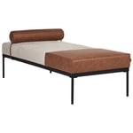 Chaise Longue En Lin Et En Similicuir Beige Et Marron Malmos