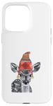 Coque pour iPhone 15 Pro Max Mère de cerf faon mignon portant un chapeau d'hiver tricoté dessin croquis